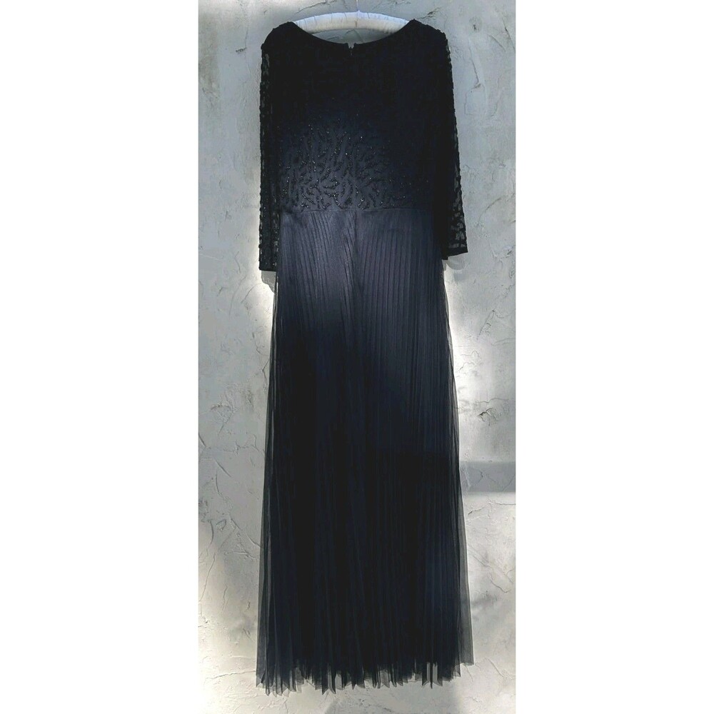 Adrianna Papell Formal Dress Beaded Long Navy Blue Size 14 Mother Of  Bride